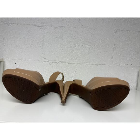 Jessica Simpson Sabella D'Orsay Sling Back Pumps Nude Patent Leather Size 8.5 - Picture 9 of 12